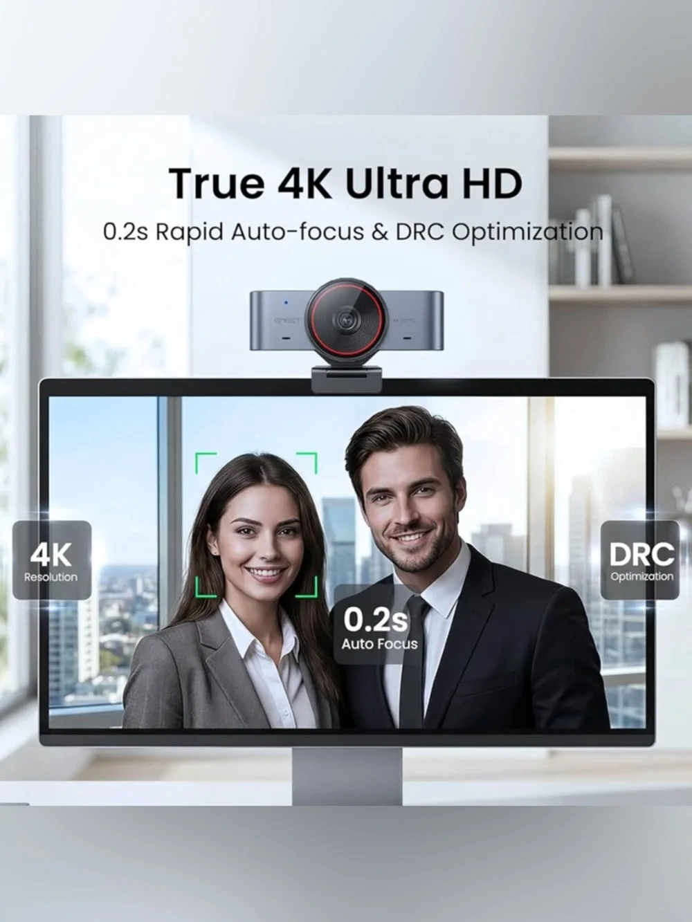 Ultra 4K Webcam w/ Autofocus, DRC, Whiteboard Mode, Privacy Cover, 2 Mics